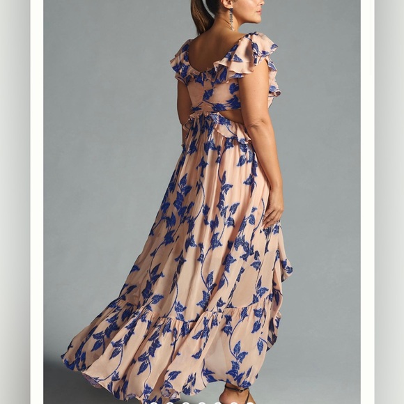 NWT SIZE XL NOT SO SERIOUS BY PALLAVI MOHAN RUFFLED HIGH-LOW DRESS IN PINK COMBO - Picture 6 of 7